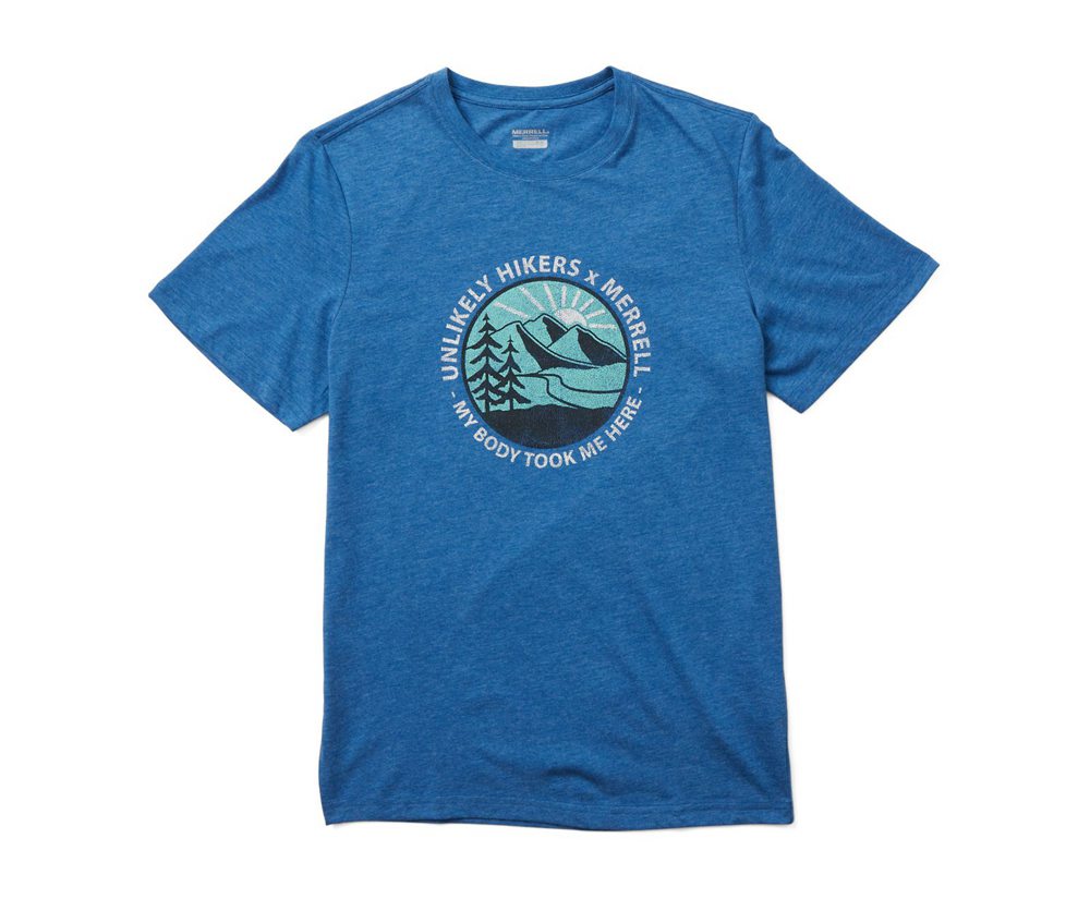 Merrell Kort Ærme Herre - Unlikely Hikers X Tee - Blå - HSU682054